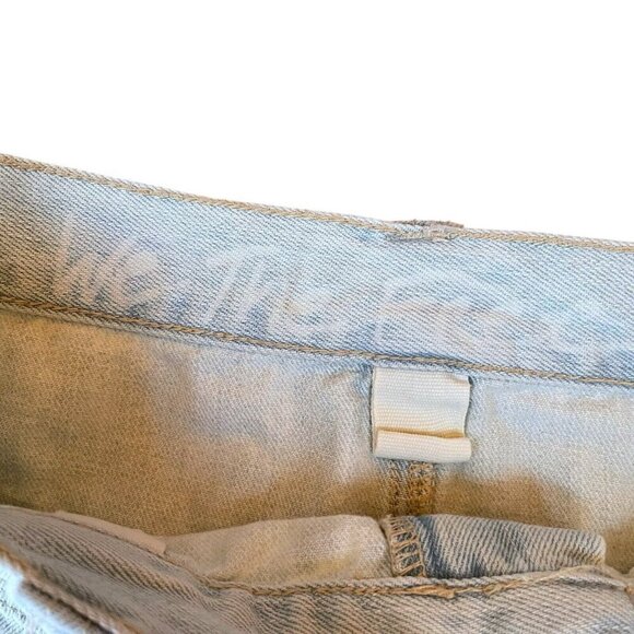 Free People Womens Sidecar Mini Skirt Sz 28 Blue Light Wash Denim Distressed - Picture 6 of 7